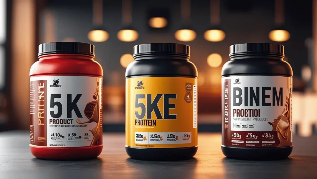 Comparison chart showing best protein 5kg supplements with ratings