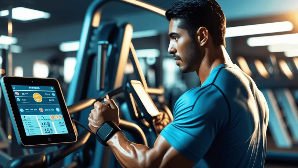 Personal trainer training technology integration showing modern assessment and monitoring equipment