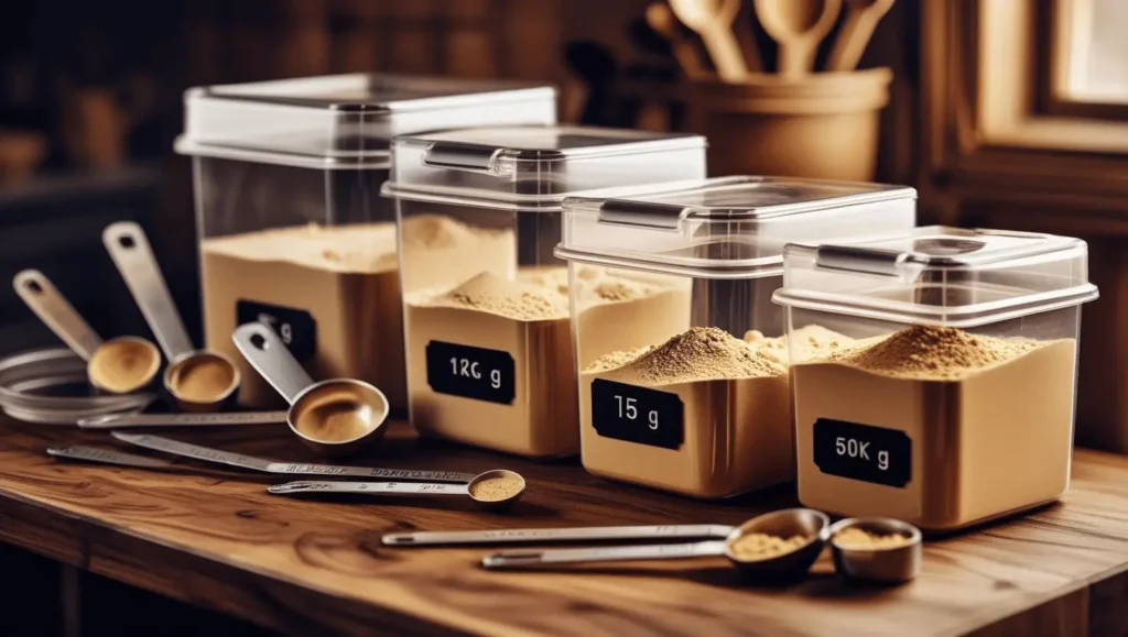 Protein 5kg storage setup showing proper containers and organization