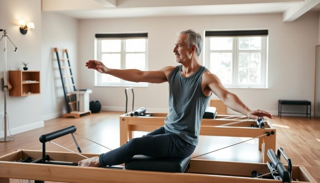 Joseph Pilates practicing controlled movements